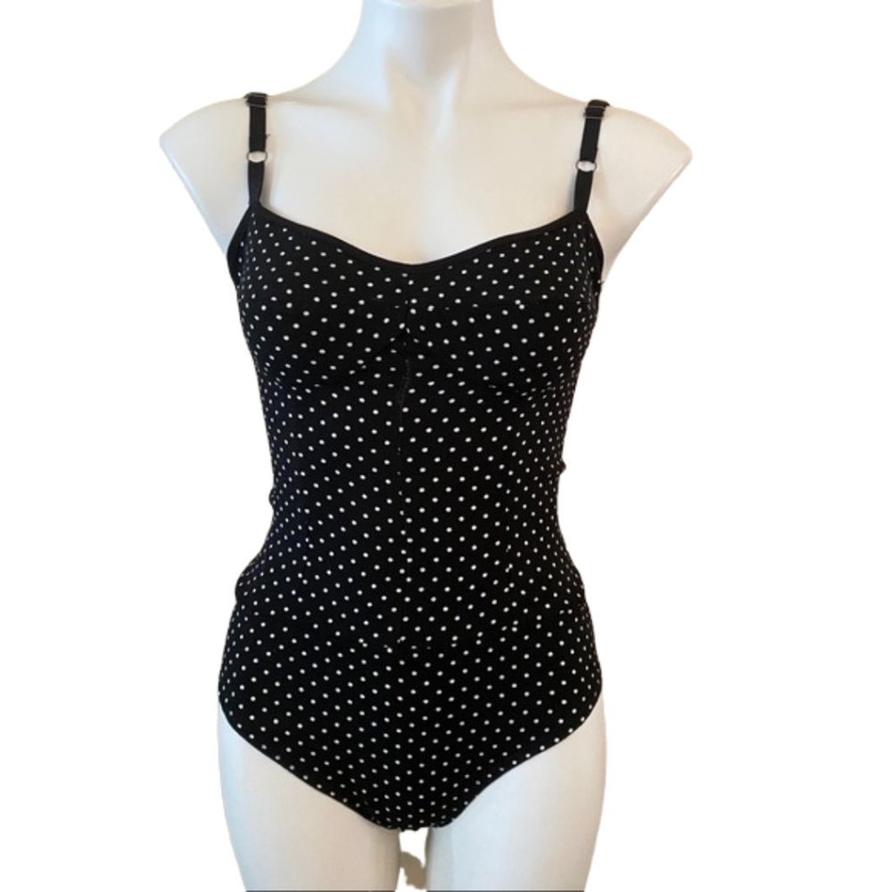 ALLEN SCHWARTZ Betty Retro Polka Dot Tank Bodysuit
